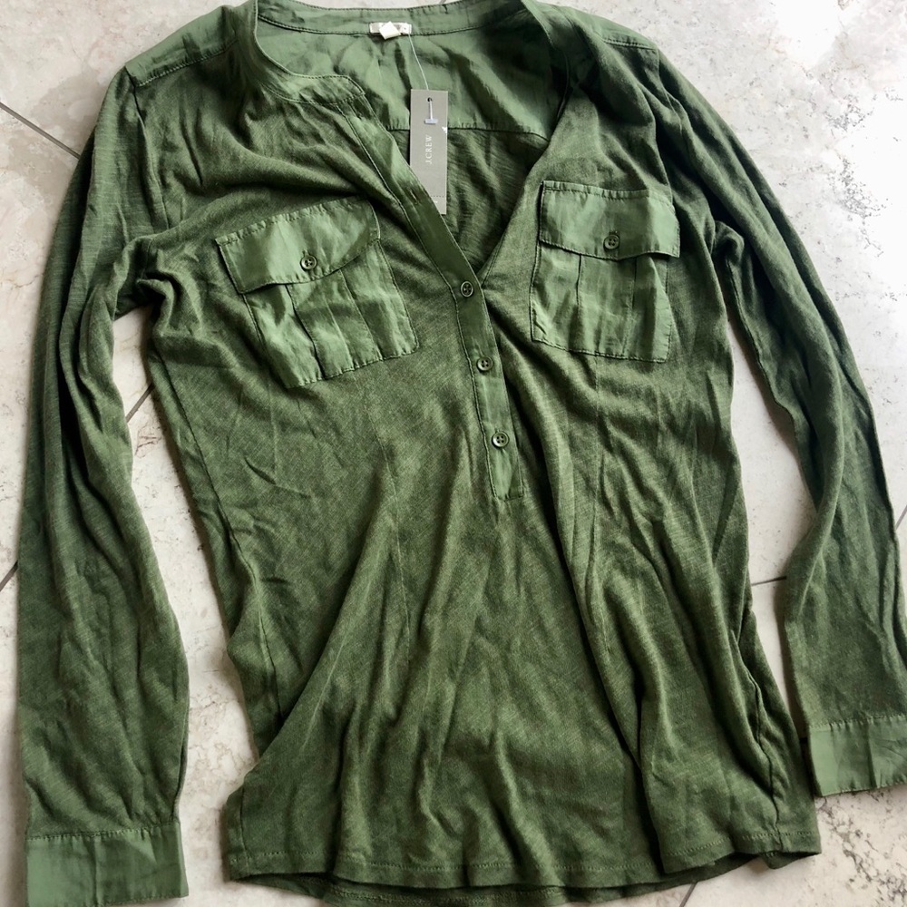 NEW w TAGS❣️ J. Crew Long-Sleeve Pocket Tee, XXS